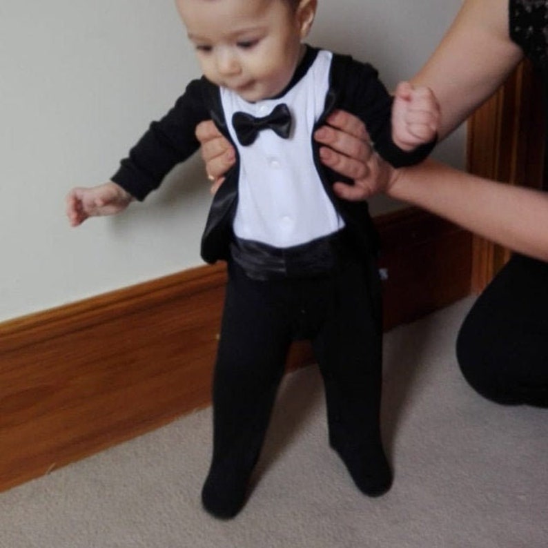 Baby Tuxedo Baby Boy Christmas Outfit Wedding Suit Black Etsy