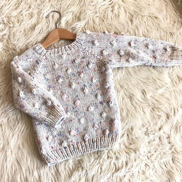 Popcorn sweater, confetti sweater, knitted sweater, baby sweater, baby gift, toddler popcorn sweater, girl sweater, boy sweater,