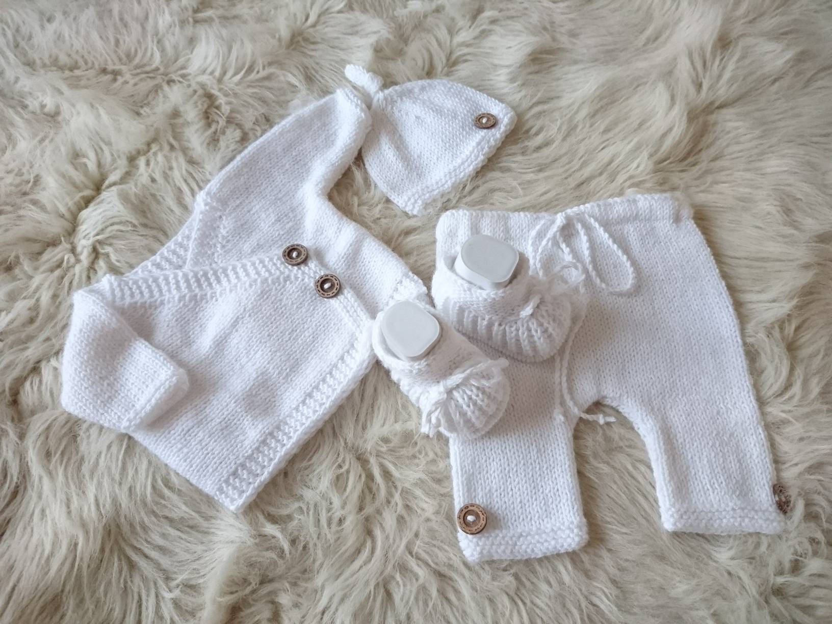White Bamboo Newborn Gift Set Neutral Layette Heirloom, Artisan Kimono Outfit, Preemie Clothes