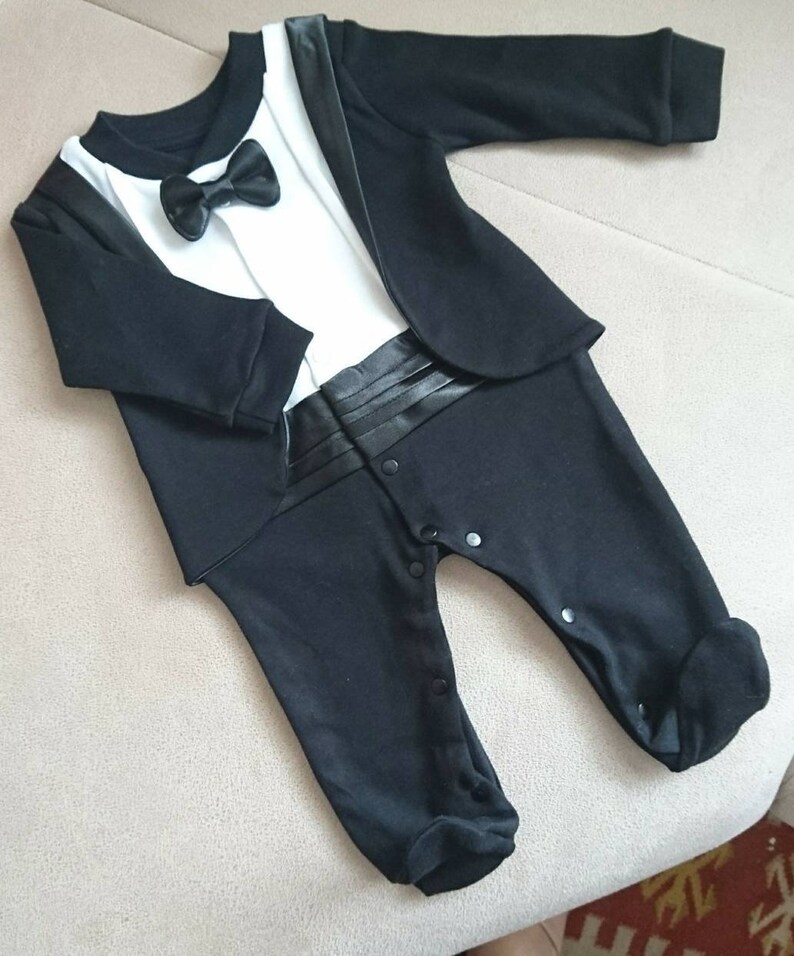 Baby Tuxedo Baby Boy Christmas Outfit Wedding Suit Black Etsy