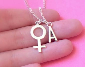 Feminist Necklace Venus symbol personalized necklace personalised sterling silver strong female gift for feminist girl power strong woman