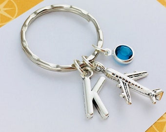 Personalised Airplane Keyring, pilot gift, traveller gift for stewardess, wanderlust keyring, travel luggage accessory, travel keychain