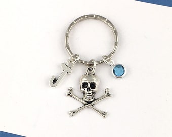 Pirate Keyring, Personalised Gift, Pirate Keychain, pirate bag charm, halloween keyring, pirate gift for her, pirate birthday gift for him