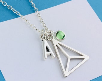 Triangle Necklace, Triangular Prism, Personalised Gift, Sccience Jewellery, Graduation gift, Geometry Jewelry Minimalist Maths Teacher gift