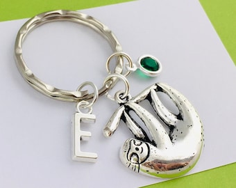 Personalisierter Faultier Schlüsselanhänger, Coole Tante Geschenk, Benutzerdefiniertes Faultier Accessoire, ursprünglicher Schlüsselanhänger, niedliches Faultier Geschenk, hängendes Faultier Schlüsselring Teen Mädchen Geschenk