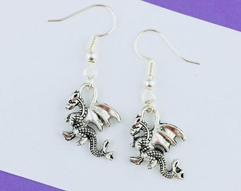 Drakenoorbellen, drakensieraden, drakencadeaus, fantasiesieraden, sprookjescadeau, verjaardagscadeau voor zus, gothic-sieraden, cadeau gamermeisje