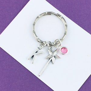 Peronalised Wand Keyring, Wand keychain, witch bag charm, Halloween fairy wand accessory, witchcraft gift, white witch, birthstone keyring