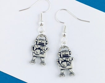 Robot Earrings, Robot Jewellery, robot gift for her geeky jewellery for women geeky earrings robotics graduation gift for her  birthday gift