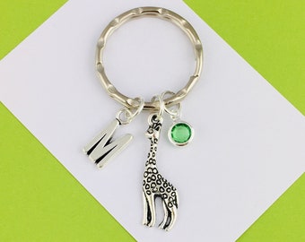 Personalised Giraffe Keyring, Custom Keyring, animal bag charm, giraffe gift for sister, animal present, unique gift for girlfriend, cute