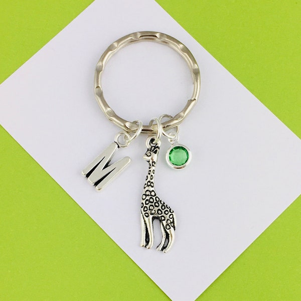 Personalised Giraffe Keyring, Custom Keyring, animal bag charm, giraffe gift for sister, animal present, unique gift for girlfriend, cute