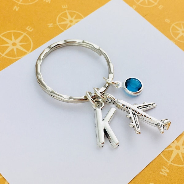 Personalised Airplane Keyring, pilot gift, traveller gift for stewardess, wanderlust keyring, travel luggage accessory, travel keychain