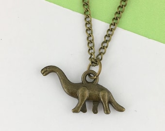 Bronze Dinosaur Necklace or Choker, Brontosaurus Gift, Dino Jewelry for Women, Herbivore Gift for sister, birthday gift for best friend cute
