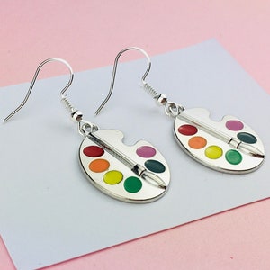 Palette Earrings, Artist Jewellery, Art teacher gift, quirky everyday earrings, art school graduation gift, best friend bvirthday gift ehr
