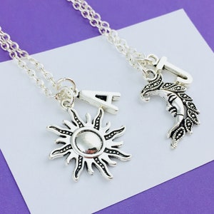 Personalized BFF Sun and Moon necklace, personalised best friend jewellery, bestie gift, astrology necklace, friendship keepsake anniversary