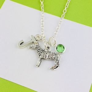 Zebra Necklace, Personalised Gift, Animal lover gift for her, birthday gift for her Safari charm zoo keeper gift travel memories anniversary