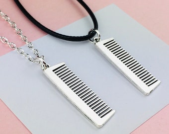 Collar de peine, regalo de barbero para él, joyería de peluquero, regalo de estilista para ella, regalo de cumpleaños para hermana, regalo de agradecimiento, joyería para hombre