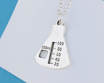 Conical Flask Necklace, Beaker Necklace, chemistry graduation gift, science jewellery, birthday gift for sister, chemistry jewelry