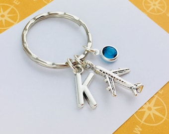 Personalised Airplane Keyring, pilot gift, traveller gift for stewardess, wanderlust keyring, travel luggage accessory, travel keychain
