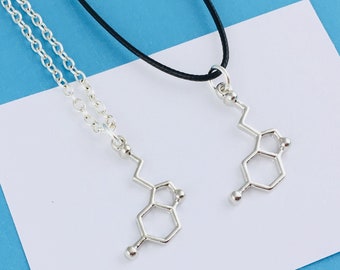 Serotonin Necklace, serotonin molecule necklace, Valentine's gift, chemistry necklace, science jewellery, graduation gift geekery gift