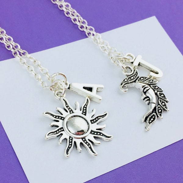 Personalized BFF Sun and Moon necklace, personalised best friend jewellery, bestie gift, astrology necklace, friendship keepsake anniversary