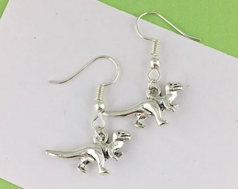 Dinosaur Earrings, Velociraptor Jewelry, T-rex Raptor Earrings, dino party favors, birthday gift for best friend, keepsake gift for her