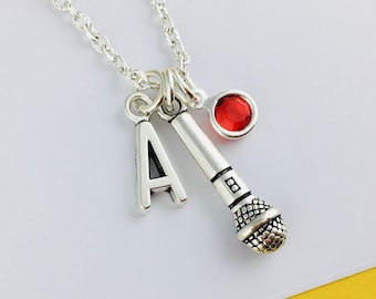 Personalised Microphone Necklace, personalised music gift, custom jewelry, gift for music lover, musician jewellery, rock star necklace gift