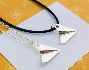 Paper Plane Necklace, Origami Necklace, paper plane jewellery jewelry, travel necklace, travel jewelry,travel gift airplane necklace pendant