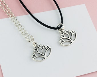 Lotus Necklace, Silver yoga jewelry, lotus flower jewellery, minimalist boho jewelry, yoga necklace gift, mantra mindfulness choker dainty