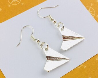 Paper Plane Earrings, Wanderlust gift for her, Travel Jewellery, geography teacher gift for sister, 1st wedding anniversary gift for aunt