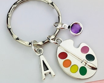 Personalised Palette Keyring, Artist Jewellery, Art Teacher gift for student, graduation graduate gift, children's jewellery, daughter niece
