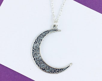 Crescent Moon Necklace, Celestial necklace, pagan necklace, gothic necklace pastel goth necklace grunge necklace crescent moon pendant gift