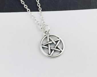 Pentacle Necklace, Pentagram necklace, witch jewellery,  Halloween costume Wicca Wiccan goth gothic gift for her pagan sister birthday bff