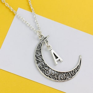 Collar de luna personalizado, regalo de dama de honor, despedida de soltera, regalo de niña de flores para hermana, regalo para prima, regalo de nieta, regalo de Navidad