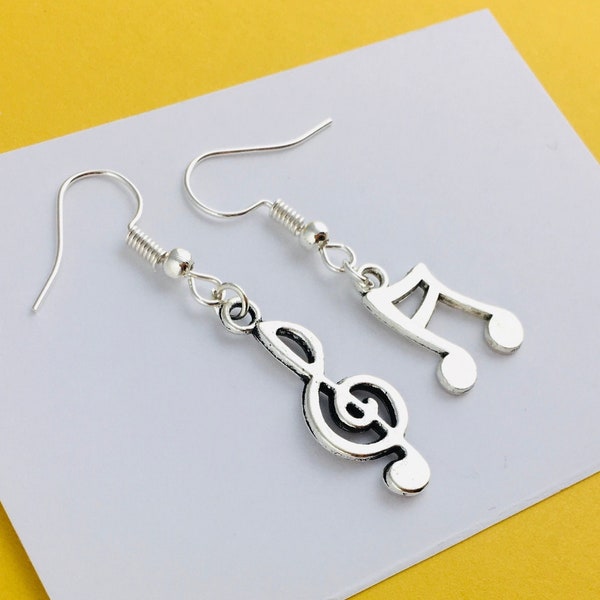 Music Earrings, Mismatched Earrings, Mixed earrings, music teacher gift, secret santa, music note, treble clef, music lover gift, xmas gift