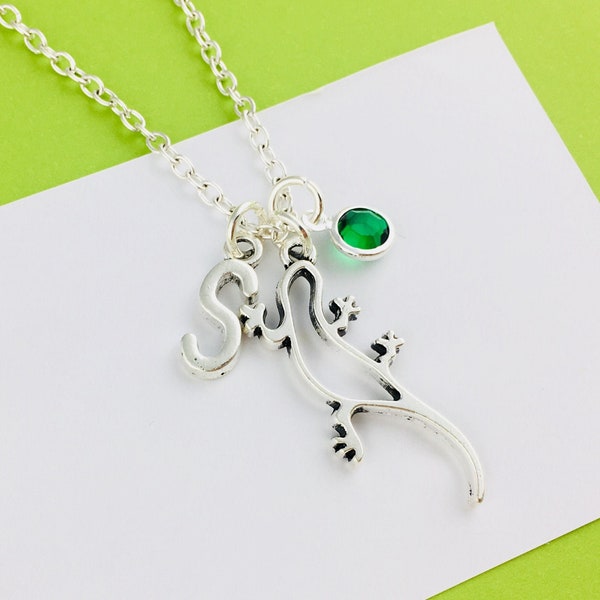 Lizard Necklace, Personalised Gift, Gecko Jewelry, Salamander gift for her, animal gift for birthday, reptile lover gift for him sister bff