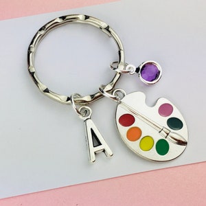 Personalised Palette Keyring, Artist Jewellery, Art Teacher gift for student, graduation graduate gift, children's jewellery, daughter niece