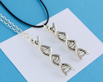 DNA ketting, wetenschapper cadeau, wetenschap sieraden, verklaring ketting, scheikunde leraar cadeau voor haar, bioloog cadeau voor hem, afstudeercadeau