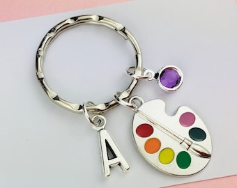 Personalised Palette Keyring, Artist Jewellery, Art Teacher gift for student, graduation graduate gift, children's jewellery, daughter niece