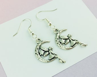 Maanfee-oorbellen, heidense sieraden, Wicca cadeau voor haar, fantasiesieraden, sprookjescadeau, fairycore-oorbellen, sprookjessieraden