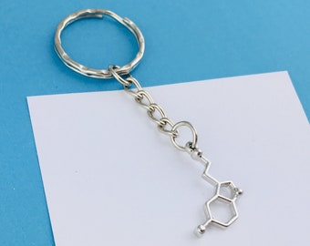 Serotonin keychain, Chemistry keyring, science gift for medical student scientist geeky gift nerdy male nurse gift, boyfriend gift new house