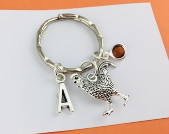 Rooster Keyring, Personalised Gift, Farm Animal Keychain, chicken keyring, country girl gift, veterinarian veterinary nurse gift for vet