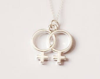 Lesbische ketting, sterling zilveren ketting, Valentijnsdag cadeau, vriendin cadeau, statement ketting lgbt lgbtq sieraden sieraden gay pride
