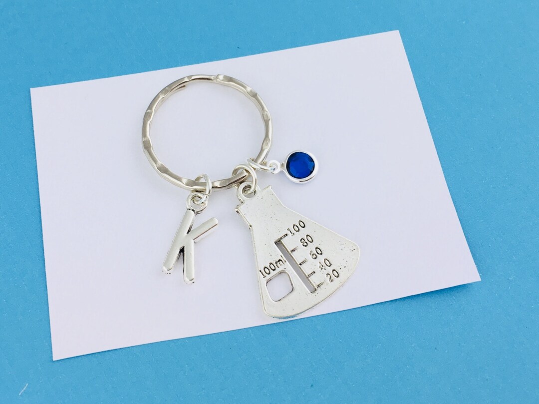 Conical Flask Keyring Beaker Keychain Personalised Gift With Etsy