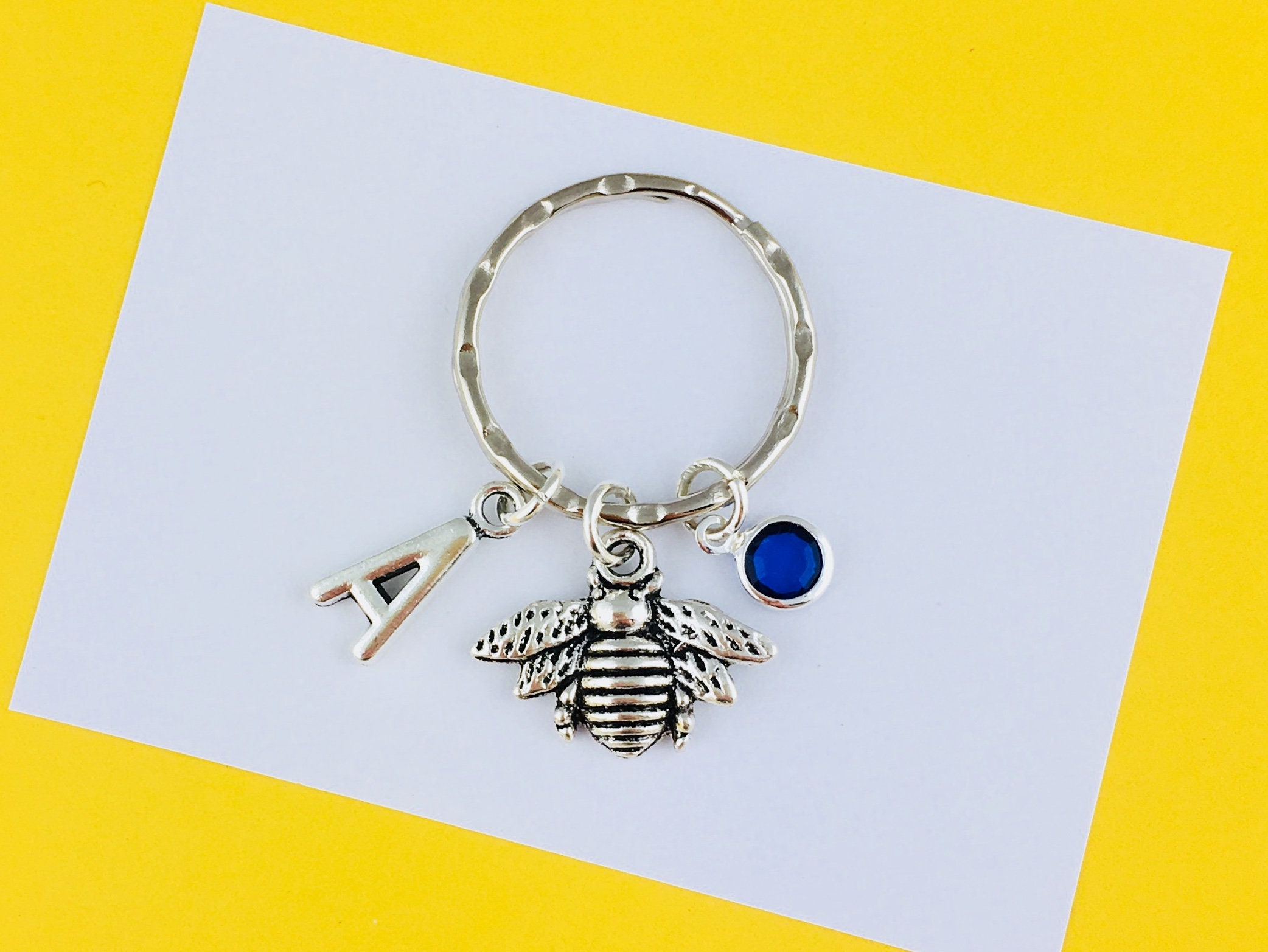 Personalised Bee Keyring, Bee Keeper Gift for Her, Insects Keyring, Bee ...