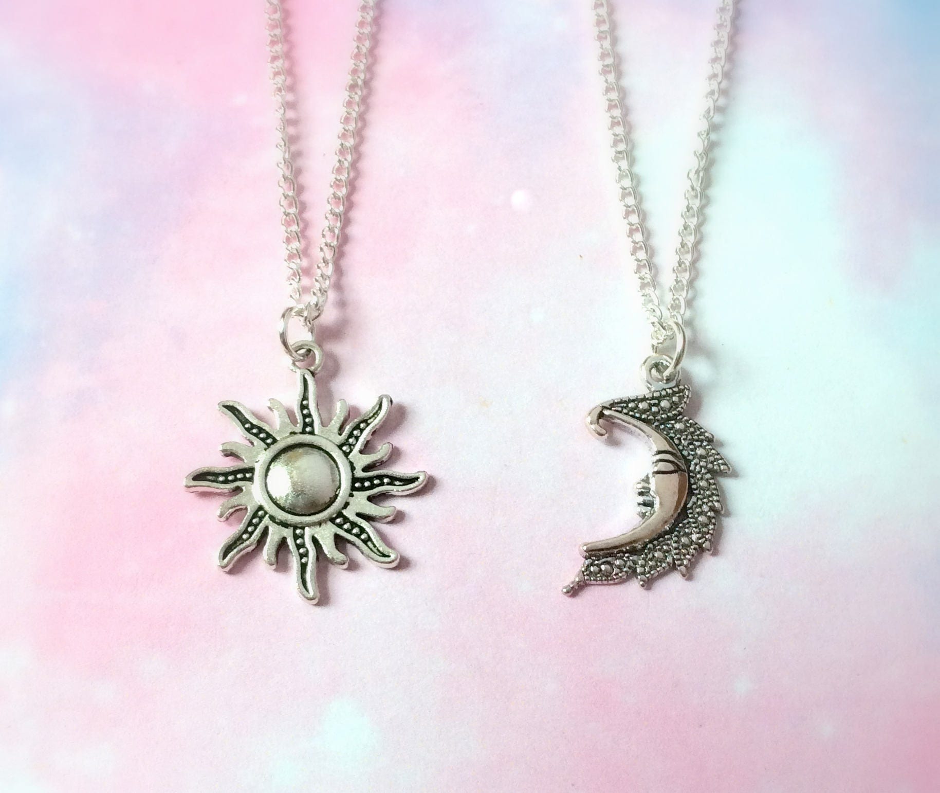 Sun and Moon Necklaces BFF necklace best friends necklace | Etsy