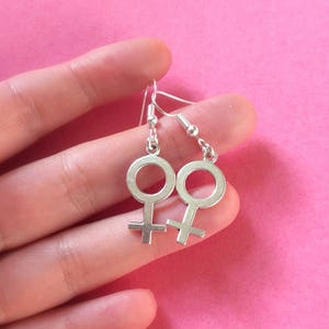 Female Symbol Earrings, Women Symbol earrings, Gender Symbol Earrings, Venus Symbol Earrings, Feminist Earrings, Sex Sign Earrings feminis image 3