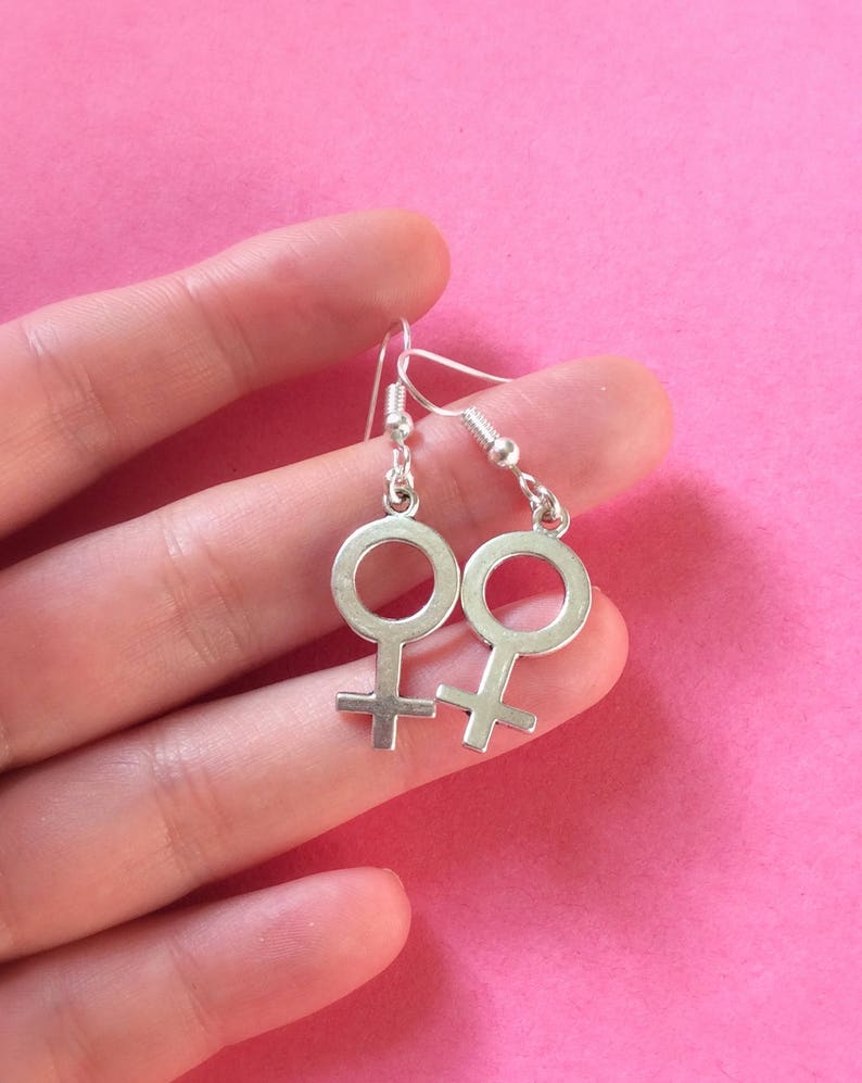 Female Symbol Earrings, Women Symbol earrings, Gender Symbol Earrings, Venus Symbol Earrings, Feminist Earrings, Sex Sign Earrings feminis image 3