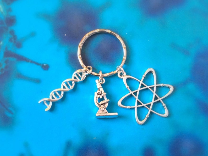 Science Keyring, Science Keychain, DNA keyring, scientist gift, biology gift, science teacher gift, stocking stuffer, secret Santa gift Xmas image 9