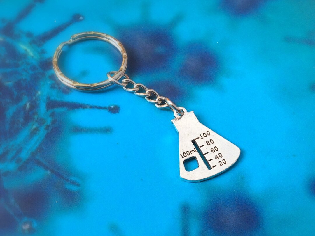 Beaker Keychain, Conical Flask Keyring, Scientist Gift for Science