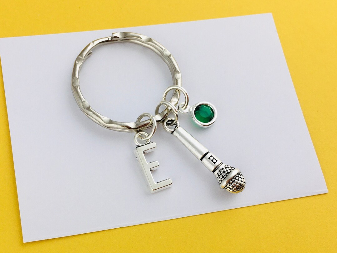 Personalised Microphone Keyring, Custom Microphone Keychain, Music Gift